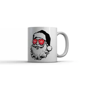 Merry Vibes Mug Funny Sarcastic Christmas Graphic Santa Claus Coffee Cup - 11oz Funny Coffee Mugs Ceramic Printed Drinkware Cup