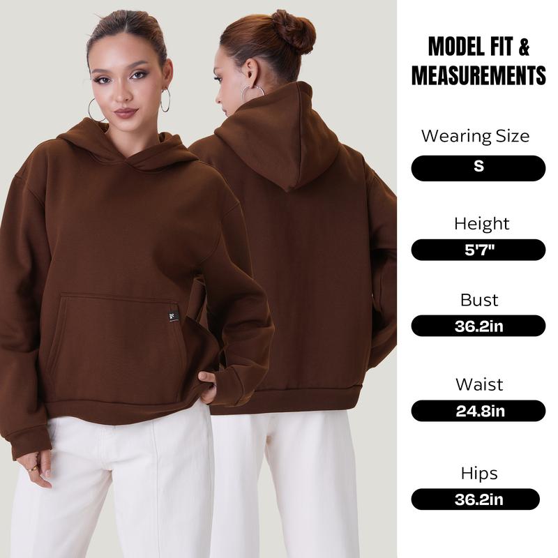 KatchMe Women's Versatile Solid Color Kangaroo Pocket Long Sleeve Soft Hoodie, Fall & Winter Cozy Hoodies for Daily Wear, Lady Comfort Outfit (2)