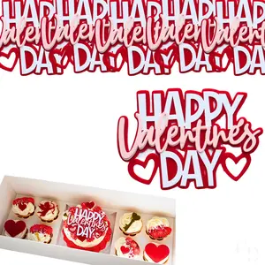 Valentine's Day Acrylic Cake Toppers 4 x 2.75 Inch, Food Grade Material, Bento Cake Topper- 5 pack