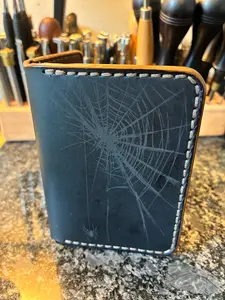 Crazy Horse water buffalo leather slim-fold wallet