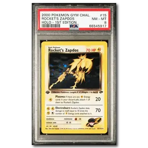PSA 8 Rockets Zapdos 1st Edition Holo Gym Challenge