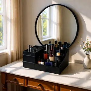 Waterproof Black Cologne Box with Drawers – 3 Layers of Luxury Storage. Ideal for Dad, Husband, or Boyfriend!