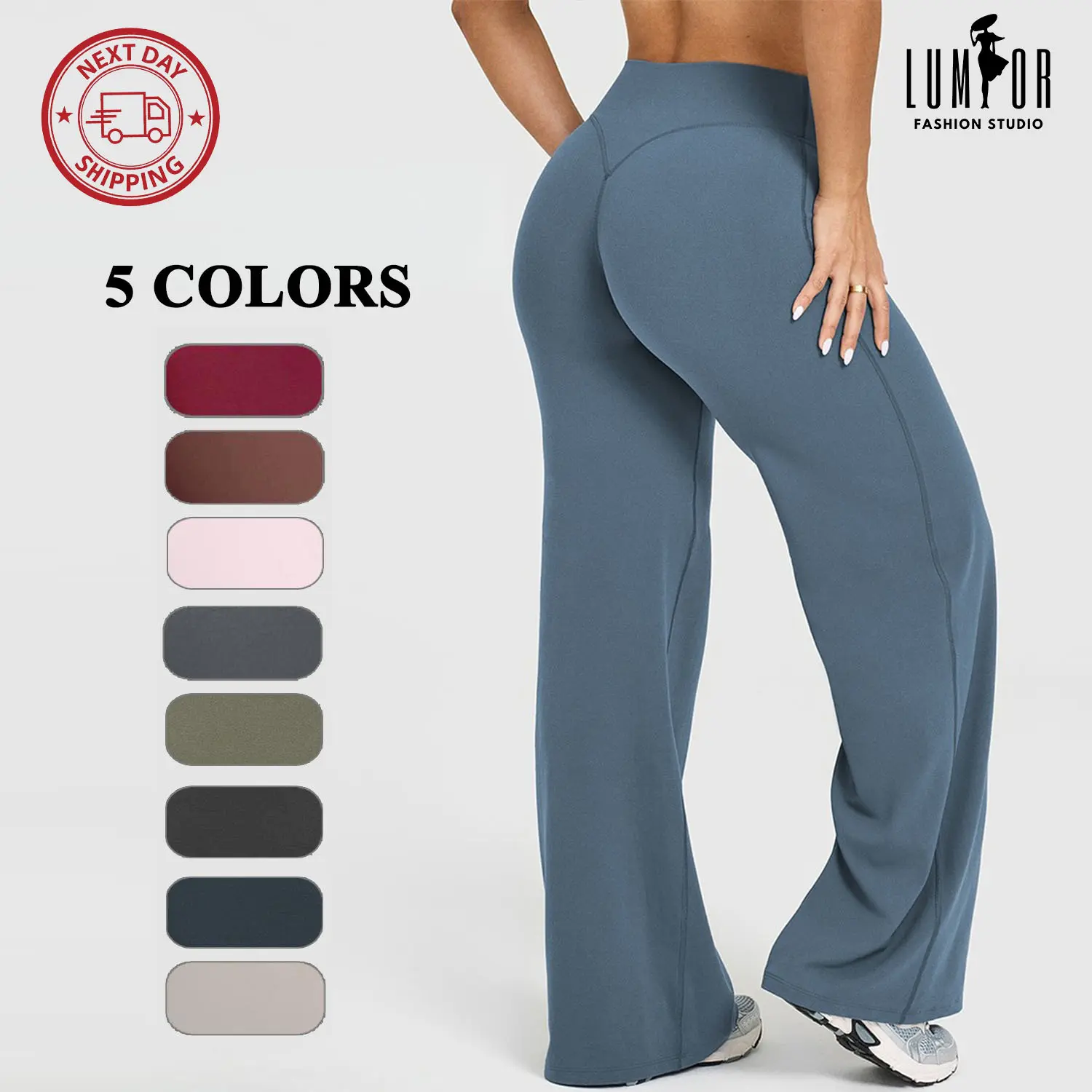 SoftMotion Straight Leg Bottoms for Women, ~39-41 Inches Length, Stretch Workout Gym Leggings