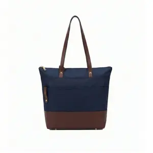 Harriet | Navy Nylon + Brown Leather