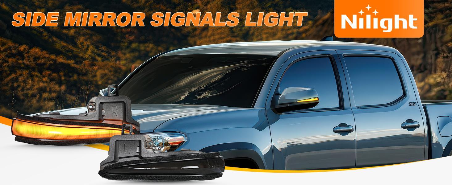 Nilight Side Mirror Marker Light Sequential Amber Left Right Turn Signal Lights Smoked Lens Plug and Play Waterproof Compatible With Toyota Tacoma RAV4 XA50 Highlander XU70 Leds