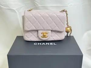 Pre-owned CHANEL lambskin Crossbody Bags Quilted Mini Pearl Crush Flap Light Purple