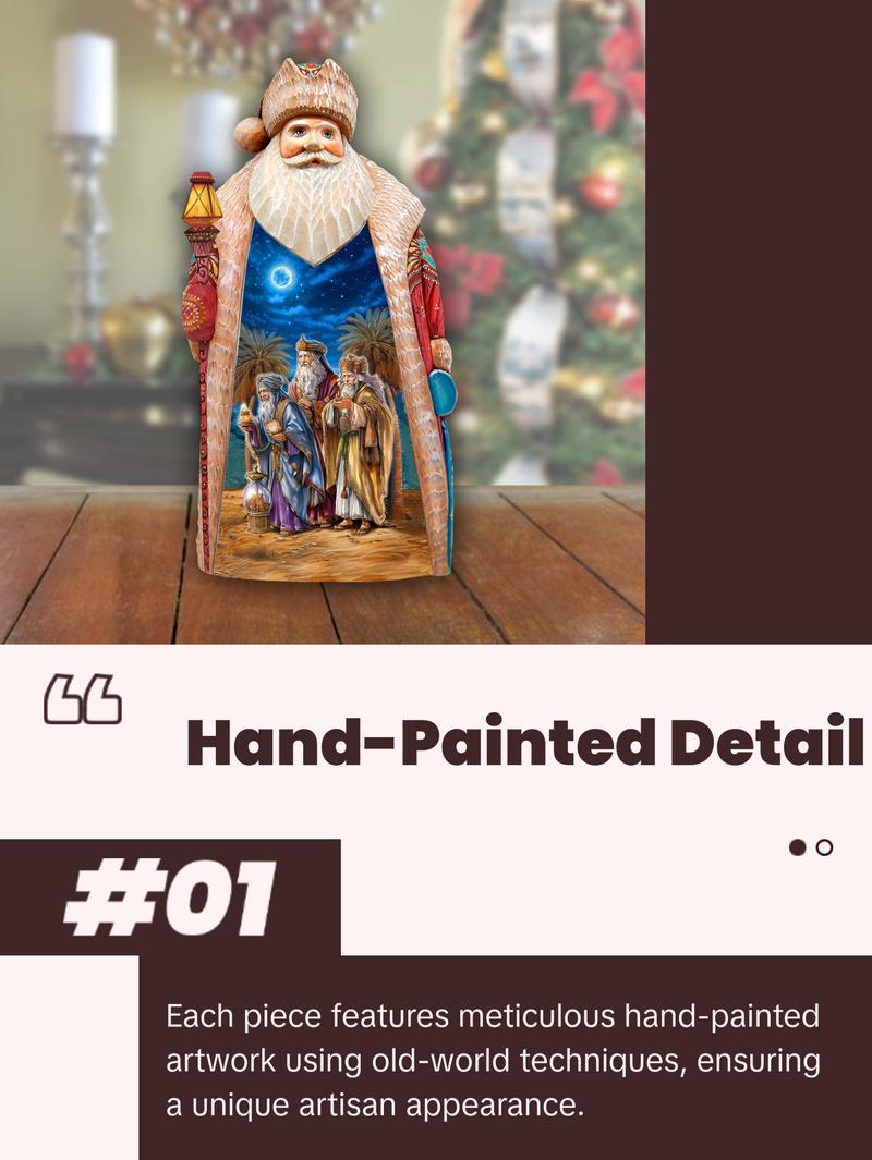 Three Kings Journey Santa Hand-Painted WOODCARVED Masterpiece by G. DeBrekht - Nativity Holiday Decor - 210234SE