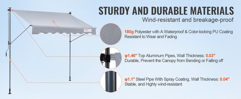 VEVOR Manual Retractable Awning, TikTokShopBlackFriday, Outdoor Retractable Patio Awning Sunshade Shelter, Adjustable Patio Door Window Awning Canopy with Sun Shade Curtain for Backyard, Garden, Balcony VEVOR Manual Retractable Awning, TikTokShopBlackFriday, Outdoor Retractable Patio Awning Sunshade Shelter, Adjustable Patio Door Window Awning Canopy with Sun Shade Curtain for Backyard, Garden, Balcony