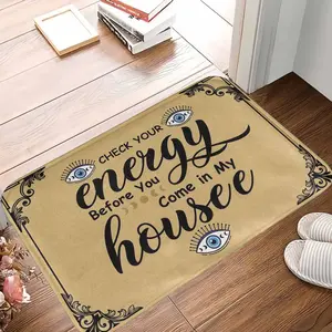 Check Your Energy Welcome Mat  Eye Symbol and Moon Phase Print  Durable Non Slip Easy Clean Decorative Floor Rug  Perfect for Entryway  Porch  Apartment  Office  Housewarming Gift  Spiritual Space Decor