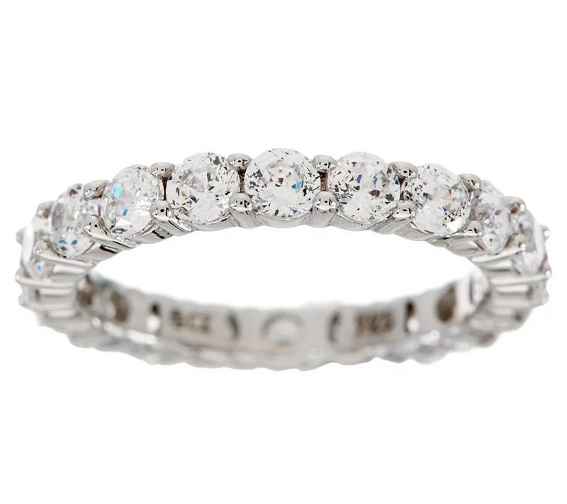 Diamonique 100-Facet Eternity Band Ring, 14K Clad or Sterling