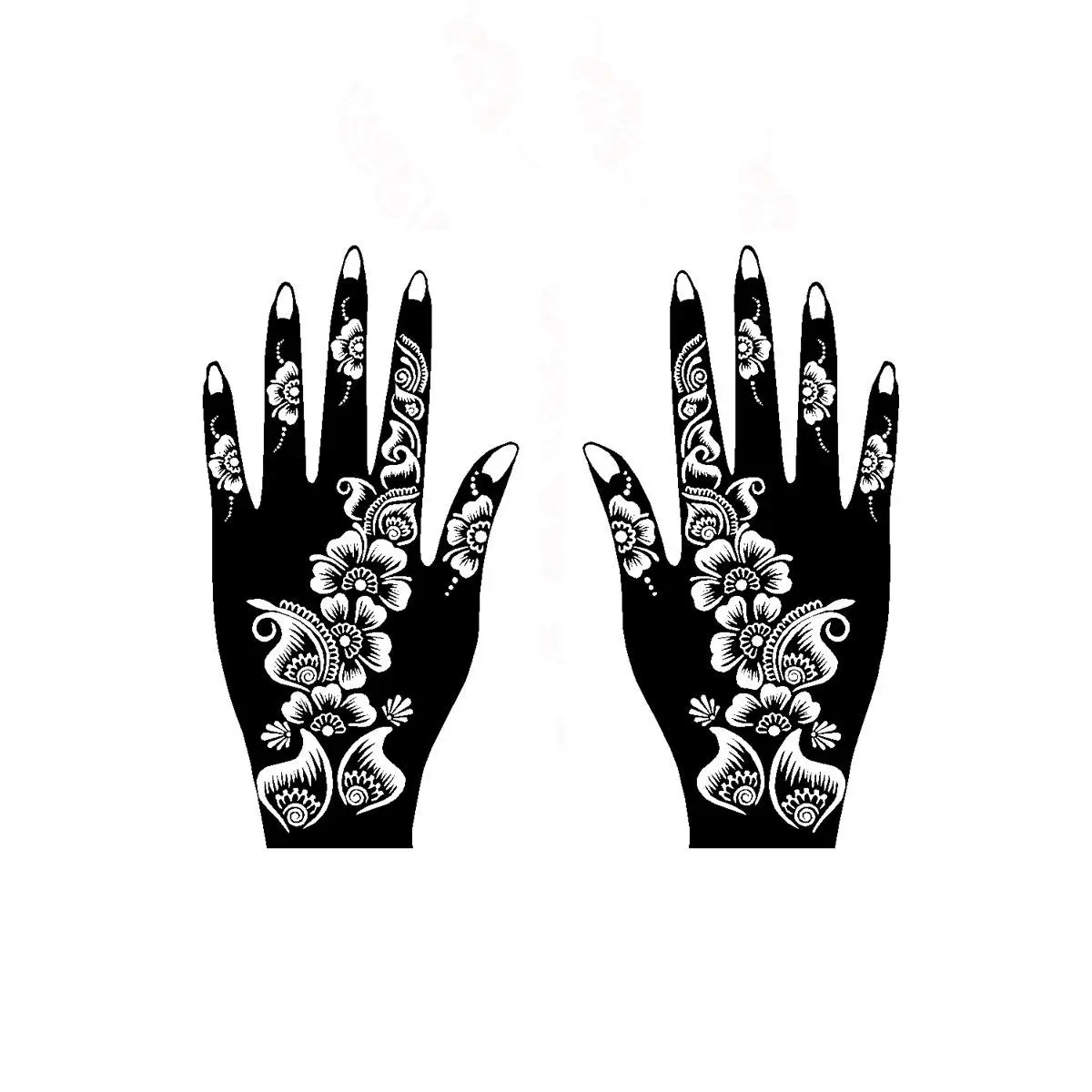 Flower Pattern Tattoo Stencil Kit, 2 Sheets Reusable Henna Stencils Henna Designs for Hand or Arm, DIY Tattooing Templates Hand Patterns, Tattoo Stickers for Face Paint and Body Art