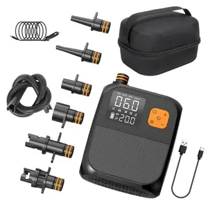 Rechargeable Electric Paddle Board Pump, 80W Wireless SUP Pump with LED Flashlight, 8000mAh Battery Car Adapter, Portable Air Pump for Quick Inflation of Paddle Boards Kayaks and Tents