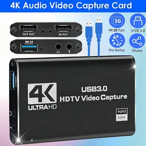 ACHAVE 4K HDMI Game Capture Card with 3.5mm Microphone Audio Input Output for Nintendo Switch PS4 OBS PC 1080p 60fps Video Recording Live Streaming