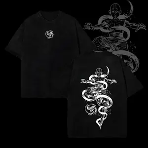 Vintage Limited Aang Shirt Ver 2 - The Last Air Nomad - The Avatar Anime Double Printed Washed Tee Unisex Oversize Anime Manga Acid Washed Lightweight Cotton T-Shirt, Gift For Anime Fan Lover