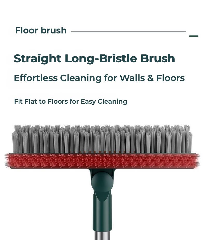 Floor Scrub Brush with Long Handle, 3-in-1 Scrape and Heavy-Duty Stiff Bristle Floor Scrubber Brush with Squeegee for Cleaning Tile Wall Deck Bathroom Patio Garage Kitchen home kit