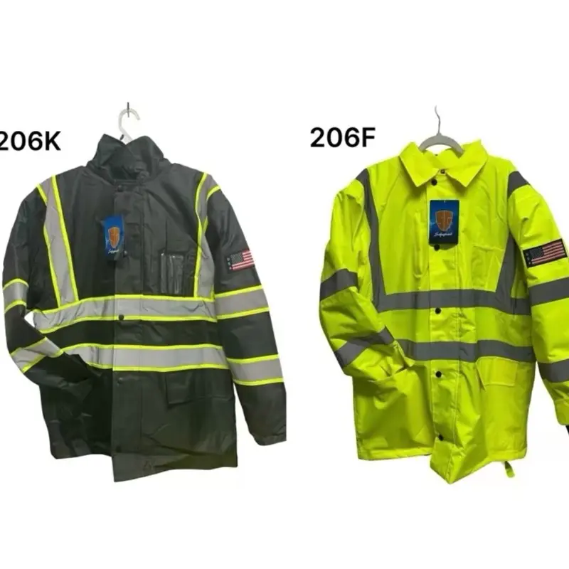Men's Waterproof Safety Jacket with Warm Lining - Plain Winter Work Coat, Essential Outdoor Safety Gear, Fleece Lined, Rain Jacket, 206F