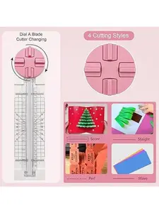Paper Cutter with 4 Cutting Styles Multifunctional Scrapbooking Tool for Paper Cutting Photo Scrapbook and Postcard Straight Wavy Perforated and Crease Lines Safe Hidden Blade Easy to Use Compact Design