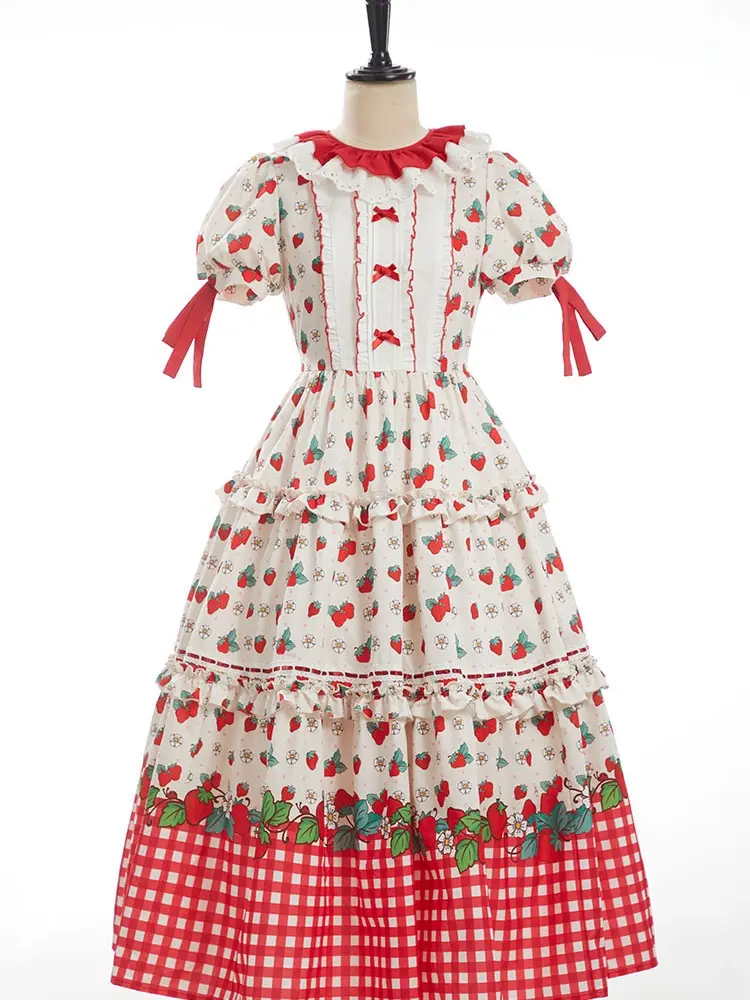 Officially Licensed Strawberry Shortcake Red Cottagecore Lolita Dress - TikTok Shop Officially Licensed Strawberry Shortcake Red Cottagecore Lolita Dress - TikTok Shop