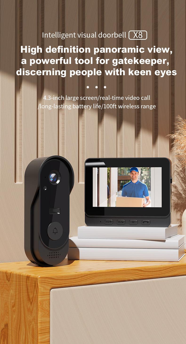 X8 Video Doorbell with Screen, No WiFi Needed, Local Storage, Waterproof & No Subscription Required