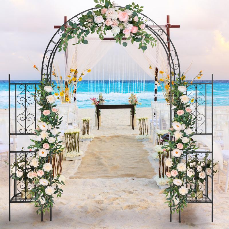 Arc Roof Double Layer Arch Trellis for Garden Vine Support, Sturdy Rustproof Iron Frame, Easy Ground Stake Installation, 78x23x83.9 Inch