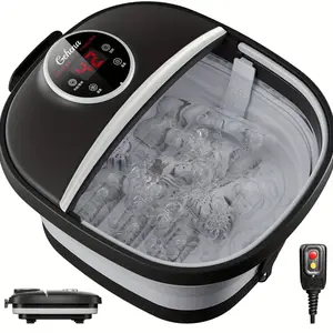 Valentine's Day gift Collapsible Foot Spa Bath with Heat, Remote Control, Temperature Control, Bubbles, Pumice Stone, Red Light, Timer, 6 Massage Roller Pedicure Foot Spa Tub Foot Soaker for Soothe & Relax Tired Feet Set Basin Container Bathroom Accessory