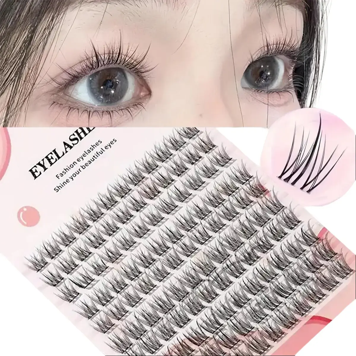C-shaped Curled False Eyelash Set - Natural Feather-shaped Fishtail Lashes for Upward Lifting Effect Ultra-thin Transparent Band Customizable Makeup Lively Lifted Eye Look Cosmetic Clear Daily Use