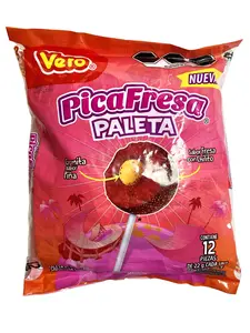 PALETA PICAFRESA VERO - PALETA DE GOMITA SABOR PIÑA CUBIERTA DE CHILE - 12 LOLLIPOPS -  22 GRAMS EA - PRODUCT OF MEXICO
