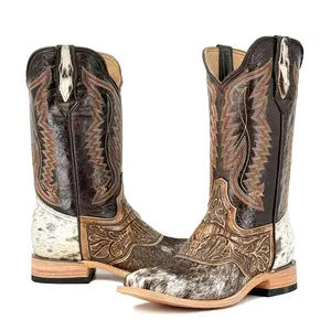 Men's Bulldog Hand Tooled Boots - Long Horn / Cowhide