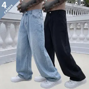 Men’s Loose Wide-Leg Jeans — Casual Straight-Leg Denim Pants, American Vintage Streetwear Dad Jeans, Spring/Summer New Arrival