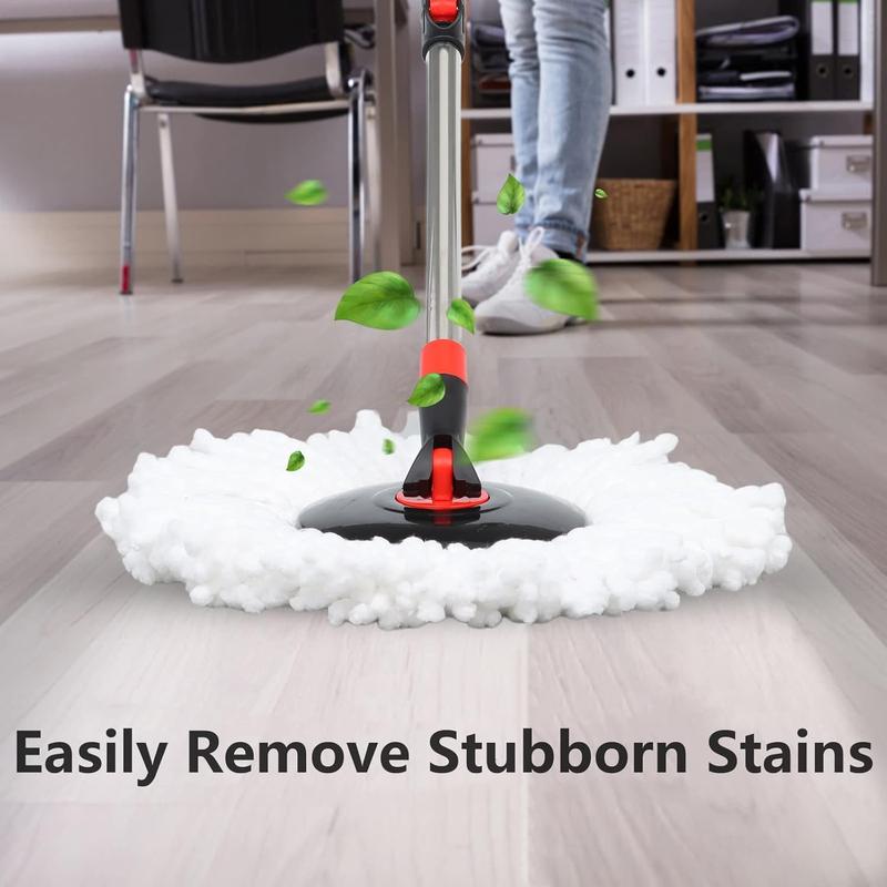 Mop and Bucket Set, 360° Spin Mop and Bucket with Wringer Set and 3 Microfiber Mop Refills, Stainless Steel 61'' Extended Handle Spinning Mop Bucket System for Floor Cleaning