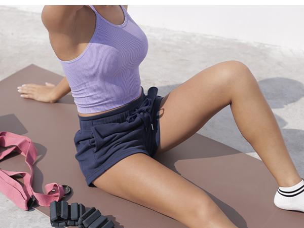 ODODOS Women's Sweat Shorts with Pockets Cotton French Terry Drawstring Summer Workout Casual Lounge Shorts