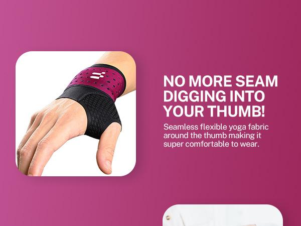 Fitomo Ultra-Thin Ergonomic Wrist Brace with Soft Thumb for Left Right Hand - Breathable Yoga Fabric & Compression Strap Wrist Guard for Women's Fitness - 0.5mm Seamless Wrist Support Companion for Typing, Handworking, Motorcycling, All-night Sleeping