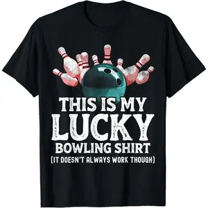 100% Cotton Vintage Funny Bowling Team This is My Lucky Bowling Shirt T-Shirt
