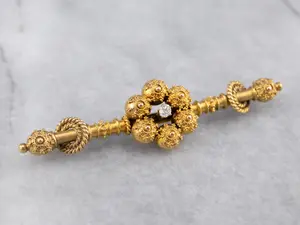 Etruscan Revival Old Mine Cut Diamond Victorian Brooch