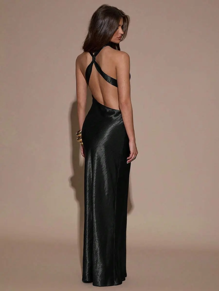 Velora Muse Autumn/Winter Women's Christmas Wine Red Satin , Elegant And Sexy Extra-Long Fishtail Dress, Velora Muse Autumn/Winter Women's Christmas Wine Red Satin , Elegant And Sexy Extra-Long Fishtail Dress,
