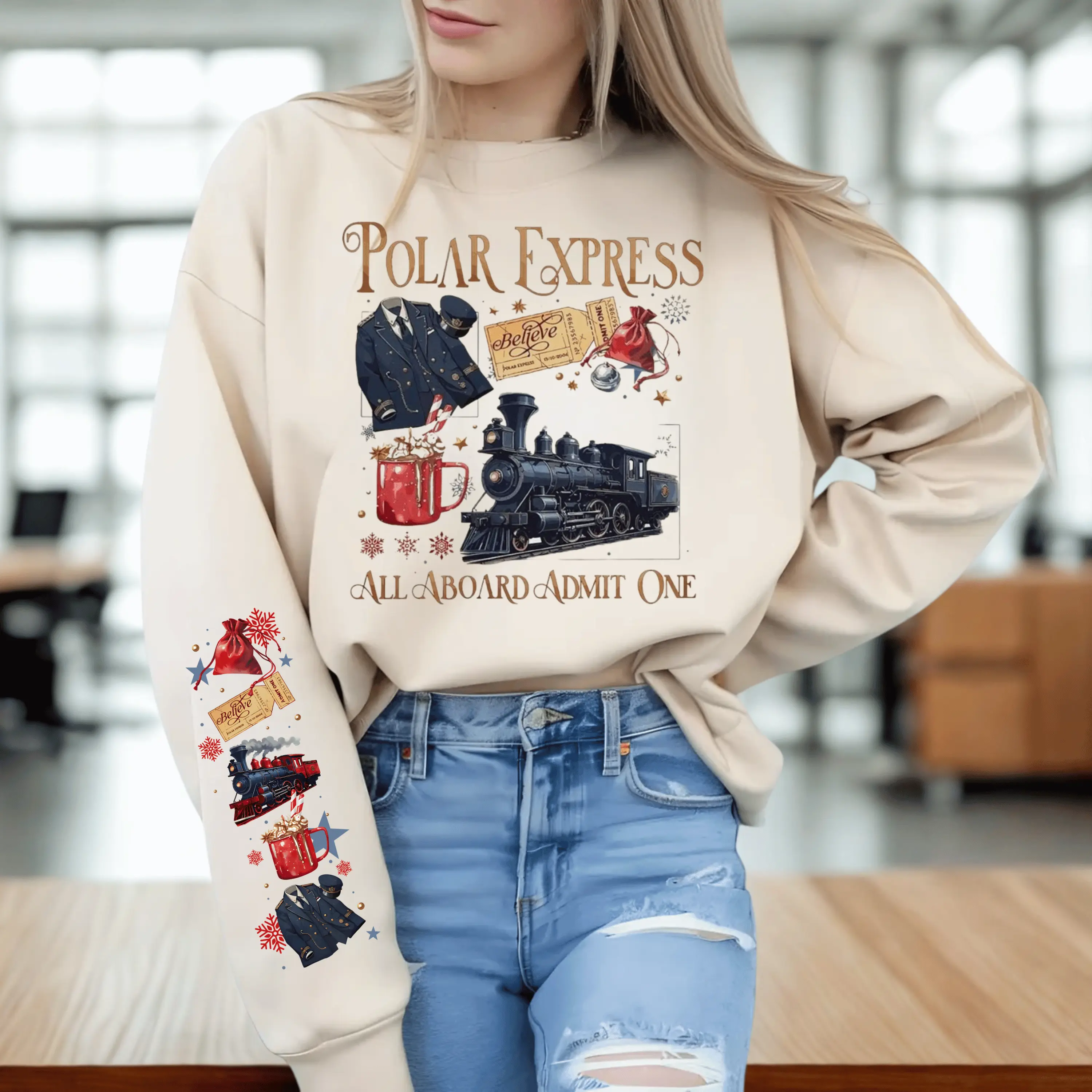 Polar Express 2 Sided Sweatshirt, Polar Express Believe Movie Shirt, Retro 90s Christmas Movies Tee, 90s Nostalgia Shirt, Christmas Gift