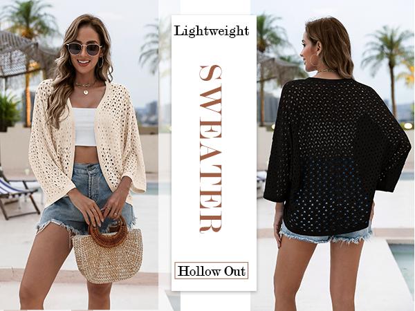 ZEAGOO Womens Summer Crochet Cardigan Sweaters Lightweight Open Front 3/4 Sleeve Batwing Kimono Boho Knit Cover Ups 2025 ZEAGOO Womens Summer Crochet Cardigan Sweaters Lightweight Open Front 3/4 Sleeve Batwing Kimono Boho Knit Cover Ups 2025