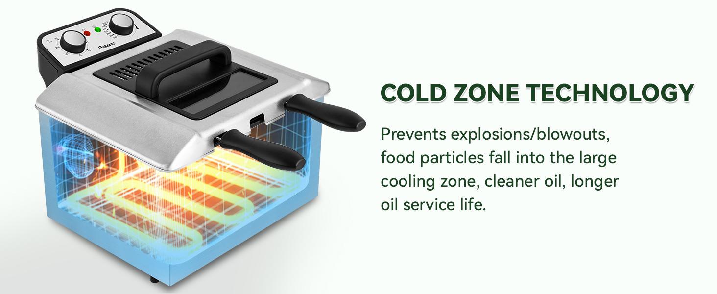 SUSTEAS Electric Deep Fryer with 3 Baskets 5.2 QT Oil Capacity Cool Touch Sides Easy to Clean Nonstick Basket for Home Use 1800 Watt Immersed Heating Element