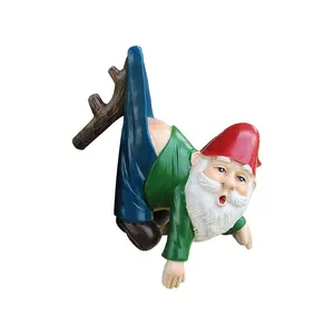 A resin garden gnome ornament for outdoor and indoor use—hand-painted courtyard decor suitable for gardens, porches, patios, or flowerpots (leg-hanging fairy).