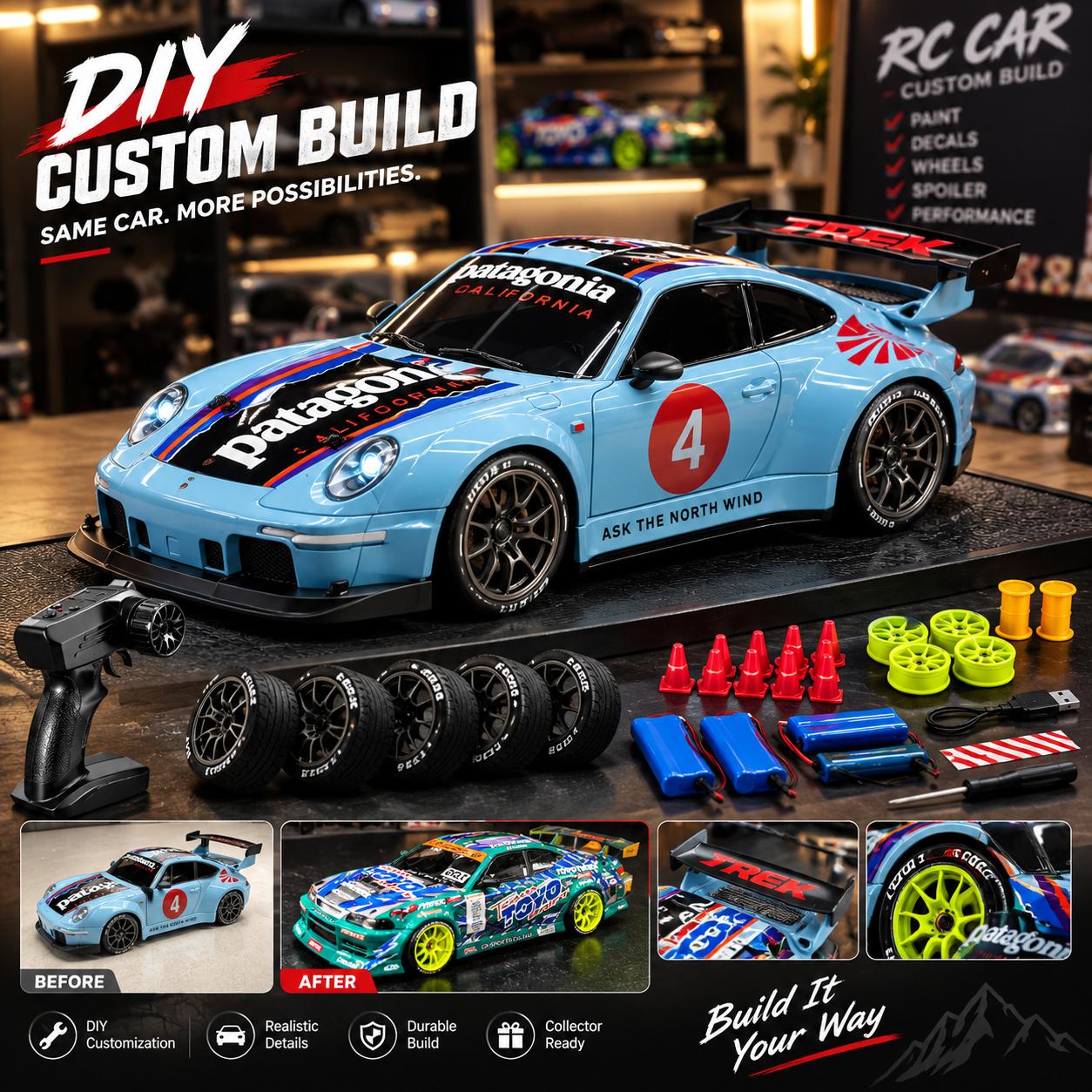 【RC-Kid's Gifts】2.4GHz Remote Control Car, 1:24 Scale RC Drift Car,4WD Racing Car With 2 Rechargeable Batteries & LED Lights,Remote Control Mode Easy for Kids & Beginners,Compact Portable Design,Fun Indoor & Outdoor Play Gift #Toys Gift Preferred Fro Kids 【RC-Kid's Gifts】2.4GHz Remote Control Car, 1:24 Scale RC Drift Car,4WD Racing Car With 2 Rechargeable Batteries & LED Lights,Remote Control Mode Easy for Kids & Beginners,Compact Portable Design,Fun Indoor & Outdoor Play Gift #Toys Gift Preferred Fro Kids