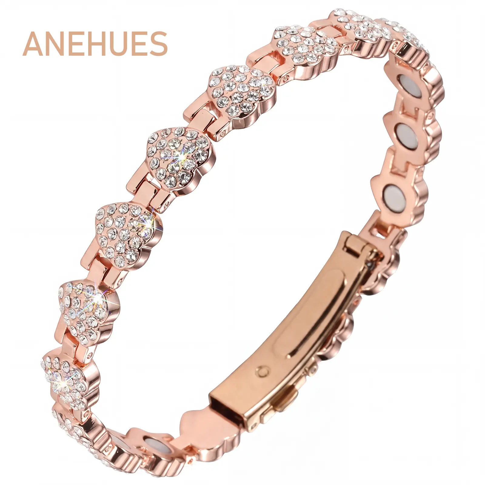 Anehues 99.99% Copper Women's Bracelet - Ultra-Strength 3800 Gauss Neodymium Magnetic, Raw Solid Uncoated Authentic Handmade Elegant Heart-Shaped Adjustable Stylish Magnetic Wellness Jewelry, Gift-Ready (Free Shipping)