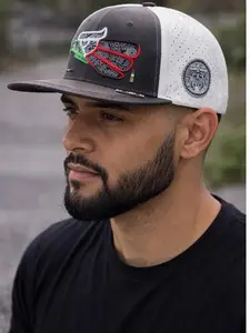 Brown / Ivory Mexico Aztec Print Eagle Snapback Hat  | Premium 100% Cotton Embroidered Cap | Mexican Colors Streetwear Snapback