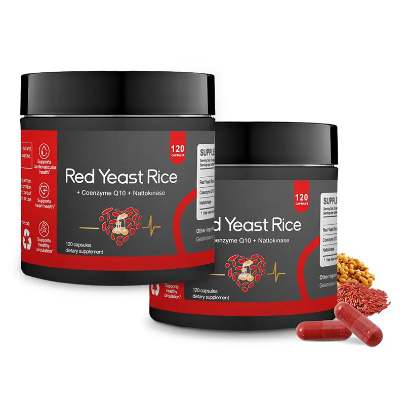 MENOLY ELEPHANT DAD Red Yeast Rice Herbal Supplement, 1000mg with Nattokinase, CoQ10 Added, Natto Extract, 120 Veggie Capsules for Cholesterol Management, Heart Boost Support