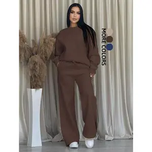 Women's Fleece-Lined Loose Fit Two-Piece Set, Comfortable Casual Wear for Daily & Sports Use, Soft and Cozy Ladies