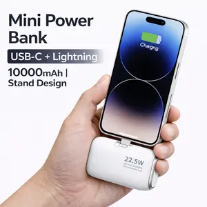 PD20W Mini Power Bank 10000mAh Portable Charger Built-in Lightning USB-C Interface Fast Charging  Suitable for iPhone15/16/17 Pro Max Samsung S22 S23 S24 and other smart devices