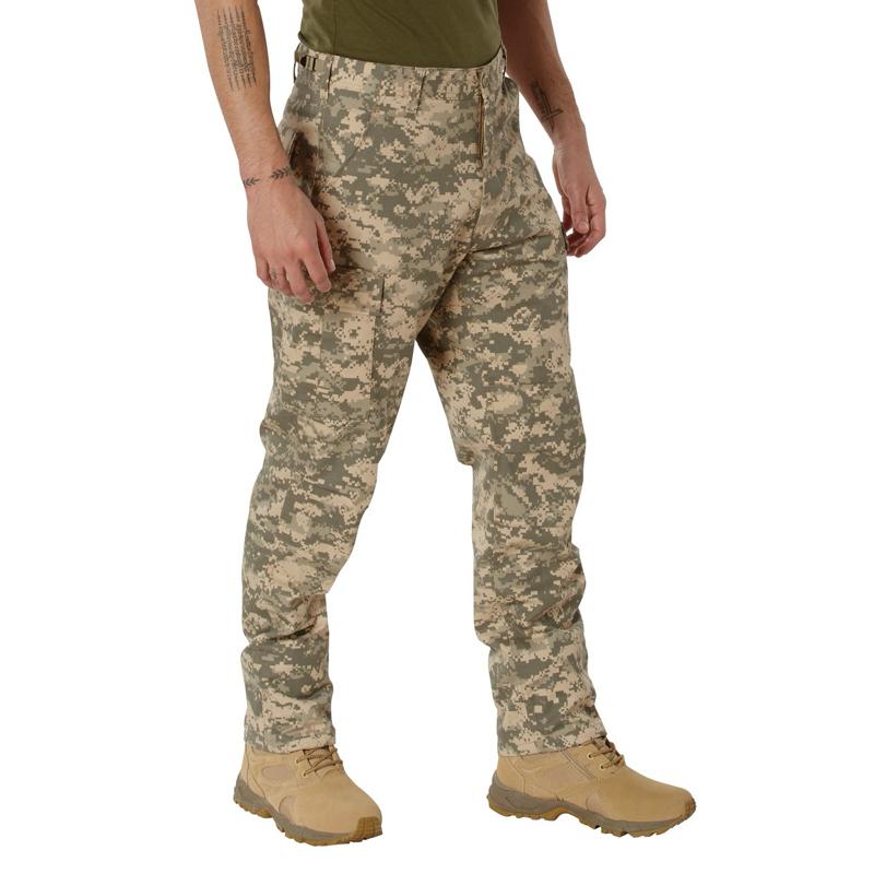 ROTHCO Digital Camo Tactical BDU Pants - Men's & Women's, Adjustable Waist, Zipper Fly, Reinforced Seat & Knees, Drawstring Bottoms, 6 Utility Pockets, Machine Washable - Camouflage