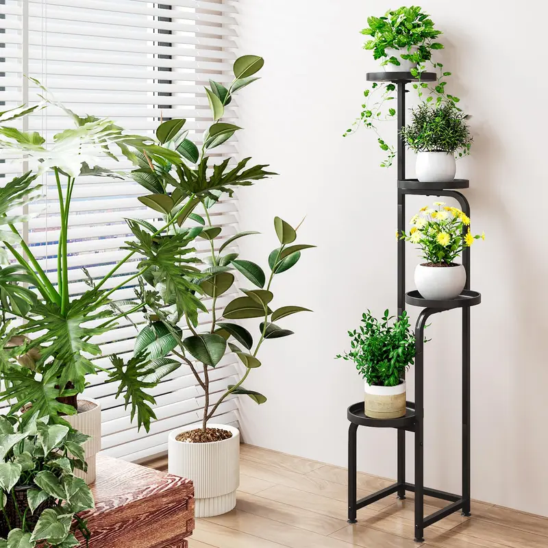3 Tier 4 Tier 5 Tier Plant Stand Indoor Outdoor Metal Plant Shelf for Multiple Plants Corner Flower Holders for Living Room Balcony Bedroom Patio Garden
