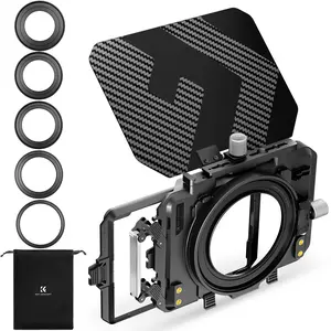 【K&F CONCEPT】Matte Box, DSLR Camera Matte Box with Carbon Fiber Top Flag, with 67/72/77/82/95mm Adapter Rings for 4x5.65 ND UV Filter/Circular Filter