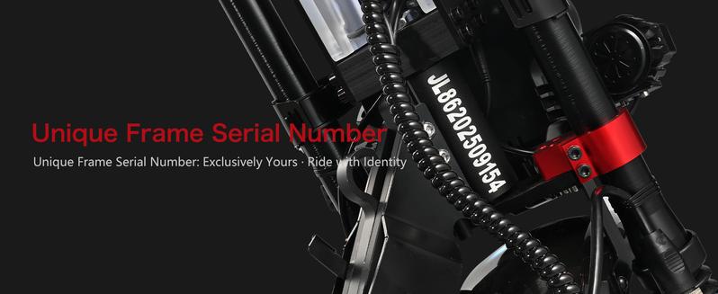 [Jun Ling] Off-Road Electric Scooter - High-performance 10000W dual motors, top speed 55 mph, 13-inch off-road tires, 75-mile range, 60V 40Ah battery, four-piston brakes - UL2272 certified.