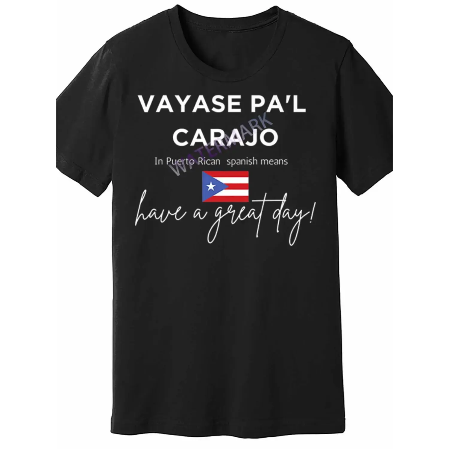 Men's Puerto Rican Slang T-Shirt - "Vayase Pal Carajo" Funny Translation, Premium Cotton, Short Sleeve, Black with Puerto Rico Flag Detail, Machine Washable, Everyday Casual Wear |   Flag Design Shirt |   Cotton Fabric Golf Gift T-Shirt For Men and Women